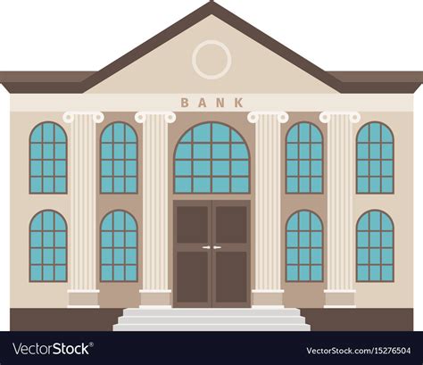 Bank Cartoon Colorful Flat Building Icon Vector Image