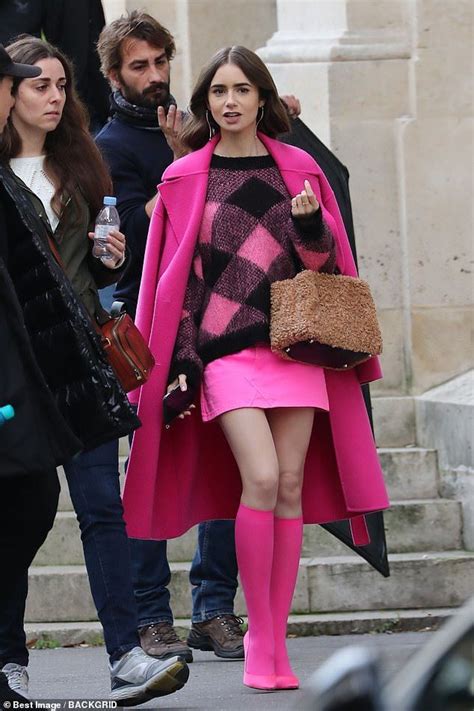 Lily Collins Displays Her Endless Legs As She Shoots Emily In Paris