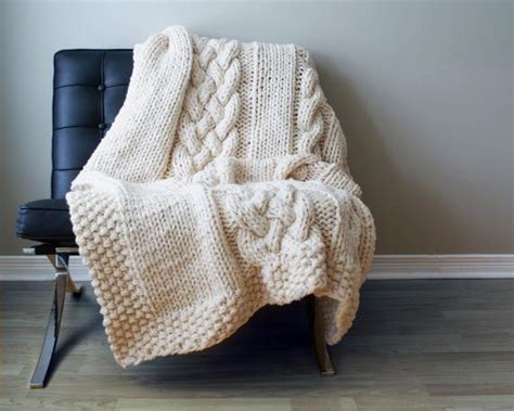 There will be a needle size, along with a gauge that will make a square 4″ x 4″. DIY Knitting PATTERN Throw Blanket / Rug Super Chunky by ...