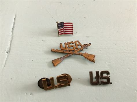 Vintage Usa Army Infantry Lapel Pins Crossed Rifle Flag And Etsy
