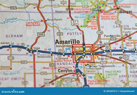 Map Image Of Amarillo Texas Stock Photo Image Of Bushland