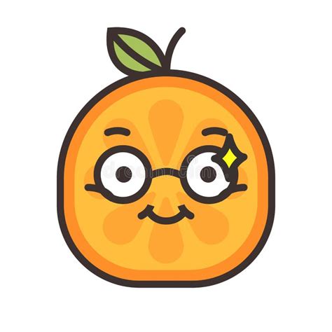 Emoji Naranja Sonriente Elegante Con Los Vidrios Vector Aislado