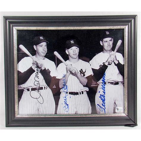 Joe Dimaggio Mickey Mantle Ted Williams Autographed Photo W Coa