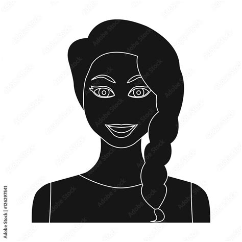 Black Hair Woman Icon In Black Style Isolated On White Background Woman Symbol Stock Vector