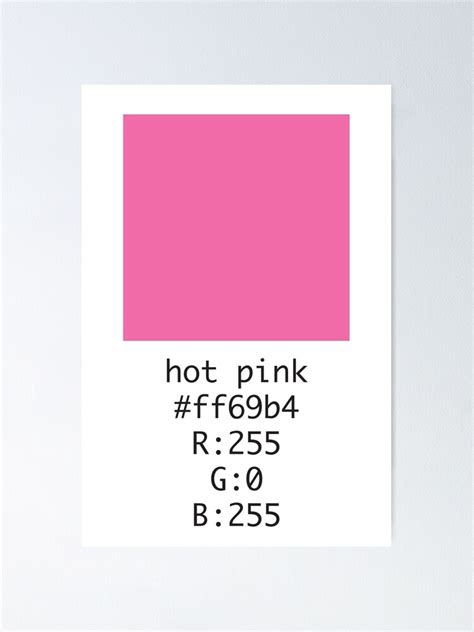 Hot Pink Hex And Rgb Code Poster For Sale By Number3art Redbubble