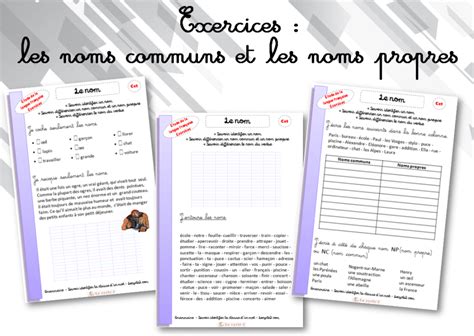 Exercices Noms Communs Noms Propres Ce A Imprimer Lecycle Com Cycle French Lessons Eric