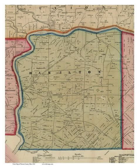 Hamilton Ohio 1856 Old Town Map Custom Print Warren Co Old Maps