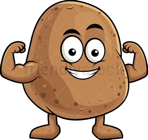 Potato Mascot Flexing Muscles Cartoon Vector Clipart Friendlystock