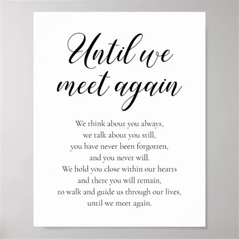 Until We Meet Again Wedding Memorial Poem Poster Zazzle