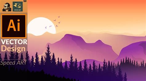 Landscape Scenery With Basic Shapes In Adobe Illustrator Speed Art