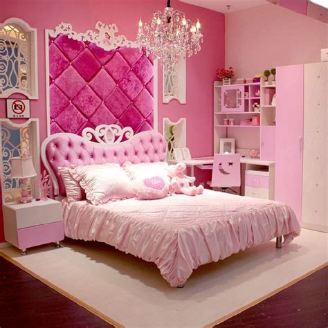 Cozy bedroom for girls has become an ideal haven for the young princess. European Style MDF Pink Princess Girl 4pcs Bedroom ...