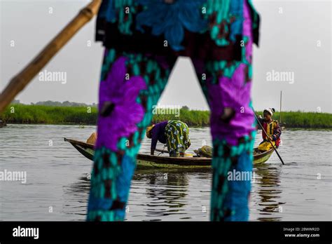 Africa West Africa Benin Lake Nokoue Ganvié Two Women On A Pirogue