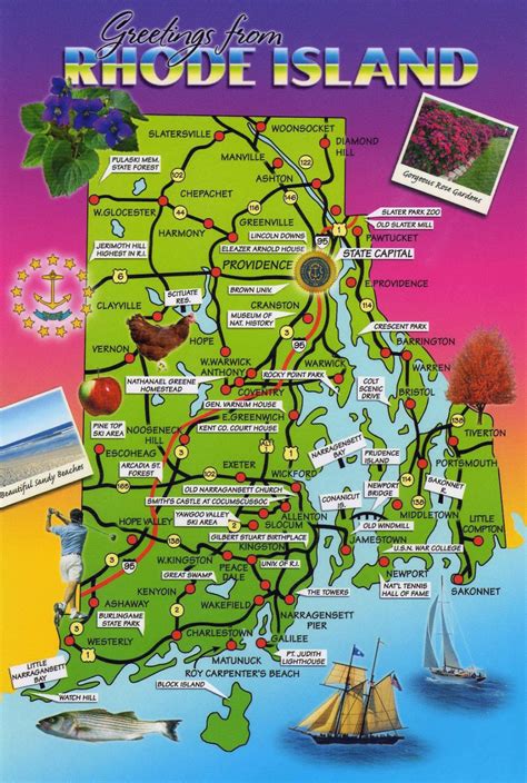 Large Detailed Tourist Map Of Rhode Island State Maps