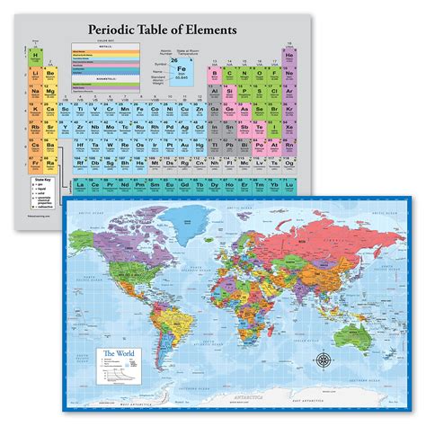 Buy 2 Pack Periodic Table Of The Elements Grey And World Chart Blue