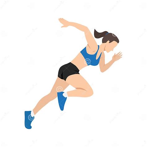 Woman Runner Sprinter Explosive Start In Running Stock Illustration