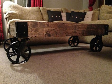 Walnut with brushed gray iron includes: Metal Wheels for Coffee Table | Coffee table with wheels ...