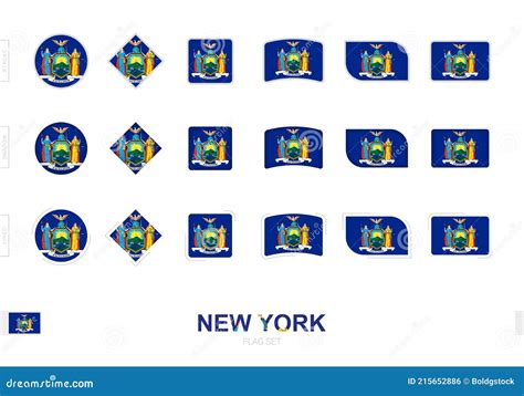 New York Flag Set Simple Flags Of New York With Three Different