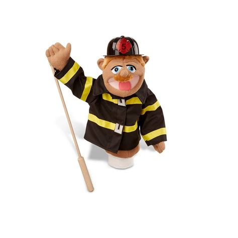 Melissa And Doug Firefighter Puppet With Detachable Wooden Rod For