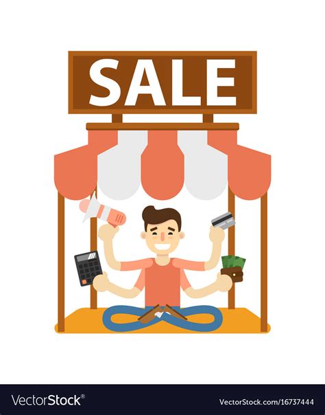 Seller Man On Marketplace Icon Royalty Free Vector Image