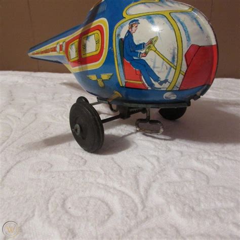 Vintage J Chein Tin Toy Town Airways Helicopter Wind Up Toy ~works