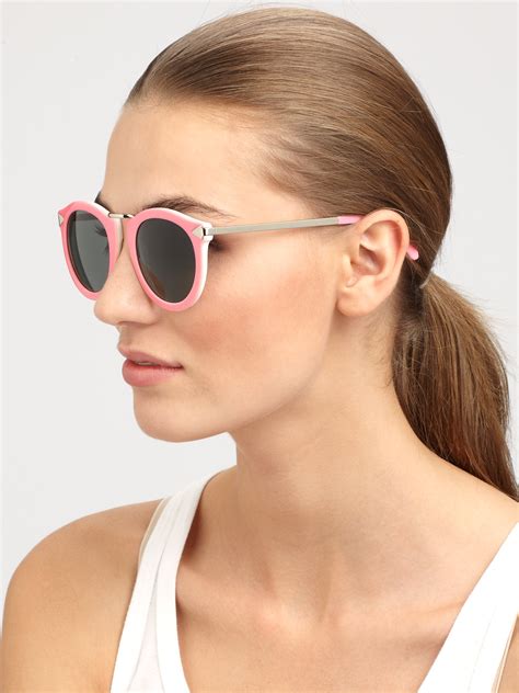 Lyst Karen Walker Harvest Round Acetate Sunglasses In Pink