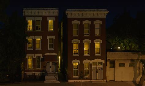 Stock Photo 2nd Story Night View Of Residential Apartment Buildings