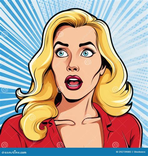Surprised Blonde Woman Pop Art Illustration With Intense Expressions