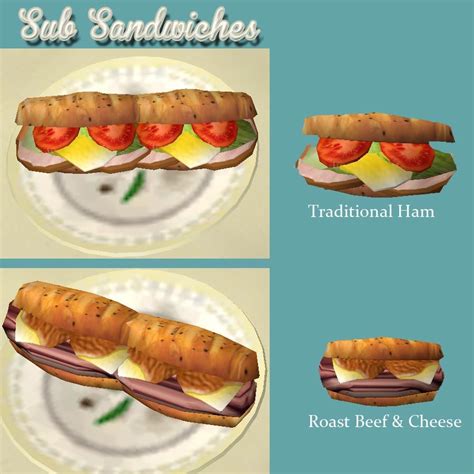 Mod The Sims New Sub Sandwiches Roast Beef And Cheese And Traditional