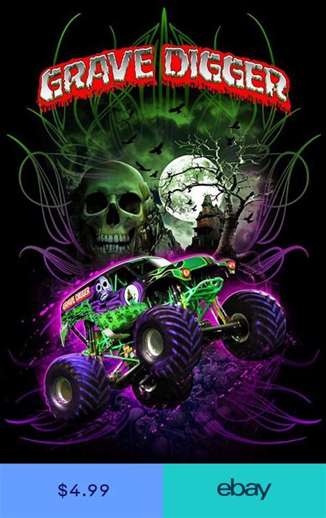 monster truck grave digger iron on transfer for t shirt and light color fabrics 2 big monster