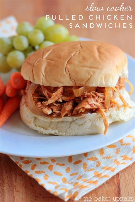 The Baker Upstairs Slow Cooker Pulled Chicken Sandwiches