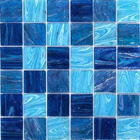 Splashback Tile Aqua Blue Ocean Mesh Mounted Squares Glass Floor And Wall Tile 3 In X 6 In