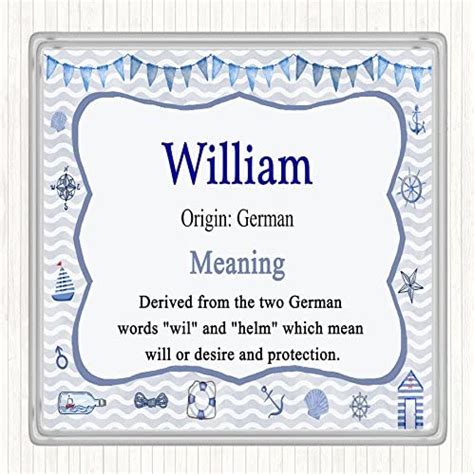 William Name Meaning Drinks Mat Coaster Nautical Uk Home