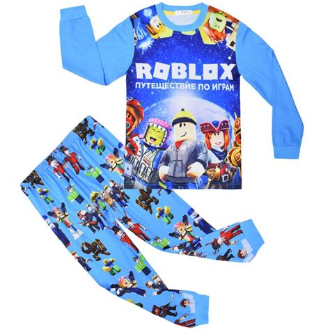 Blue Boy Long Sleeve Roblox Sleepwear Pajamas Set
