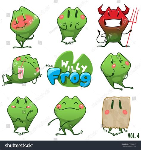 Emoji Character Cartoon Frog Stickers Emoticons With Different Emotions