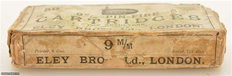 Scarce Partial Box 9mm Pin Fire Ammo Eley Bros London 29 Rds