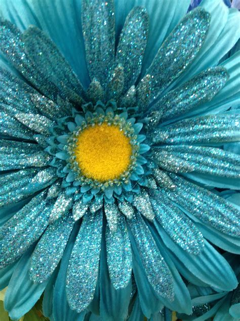 Glittery Flower 5th Chakra Turquoise Tjn Turquesa Fondo Azul