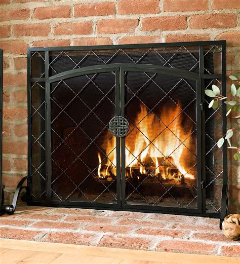 39 W X 31 H 2 Door Celtic Knot Flat Fire Screen Pewter Plowhearth