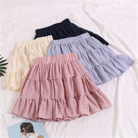 2018 Summer New Female Solid Color Chiffon Mini Puff Skirts Womens High Waist Ball Gown Skirt