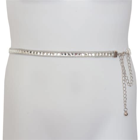 Plus Size Rhinestone Chain Belt Silver Evogues Apparel