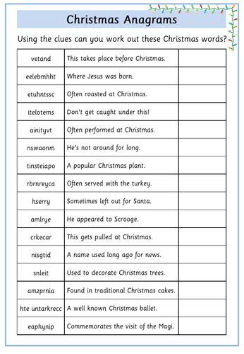 Christmas Word Searches Christmas Anagrams Christmas Crossords