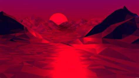 Wallpaper Red Abstract Low Poly Digital Art Shadow Dark
