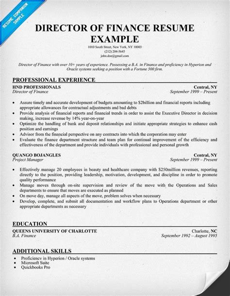 Perfect director of finance resume examples & samples. Director Of Finance Resume Sample | Resume examples ...