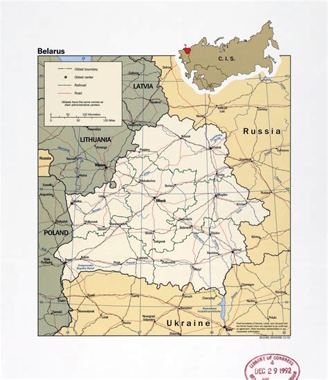 Large Detail Political And Administrative Map Of Belarus With Marks Of