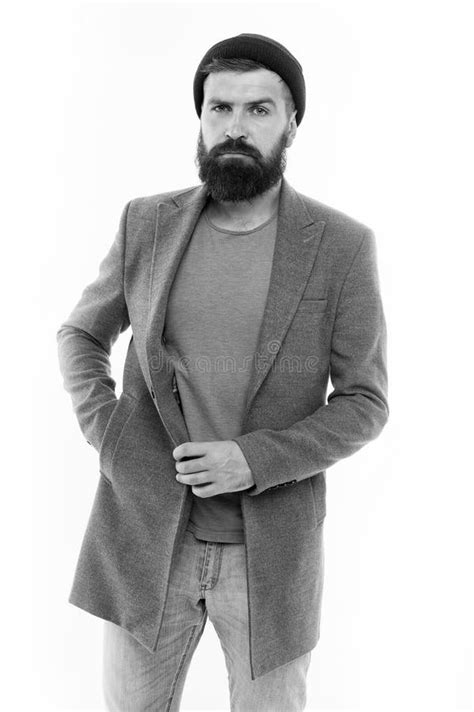 Fashion Man With Beard Bearded Man Serious Man Isolated On White
