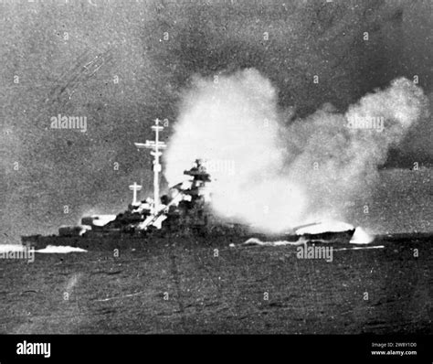 German Battleship Bismarck Firing At Hms Hood In The Battle Of The