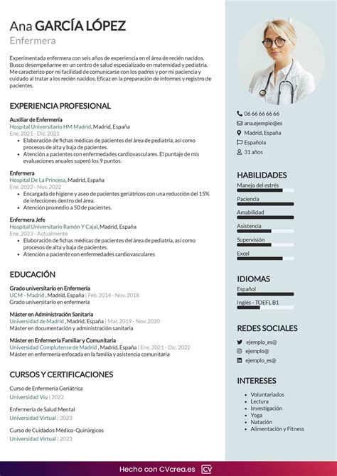 Introducir 45 Imagen Modelo De Curriculum Vitae De Enfermeria Tecnica
