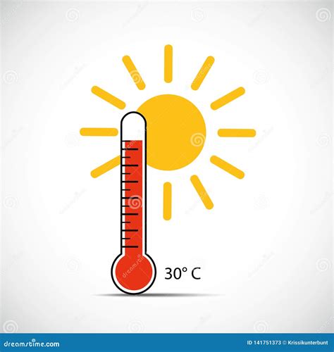 Heat Thermometer Icon Vector Measurement Symbol Hot Cold Weather