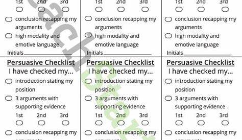 Persuasive Writing Checklist | Writing checklist, Persuasive writing