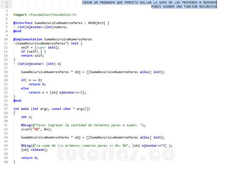 Recursividad Objective C Poo Suma Recursiva De Numeros Pares