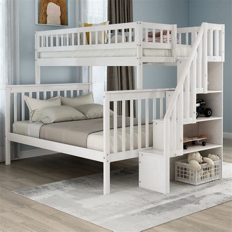 Usually ships within 6 to 10 days. Harper&Bright Designs Twin Over Full Bunk Bed with Stairs and Storage for Kids, Multiple Colors ...